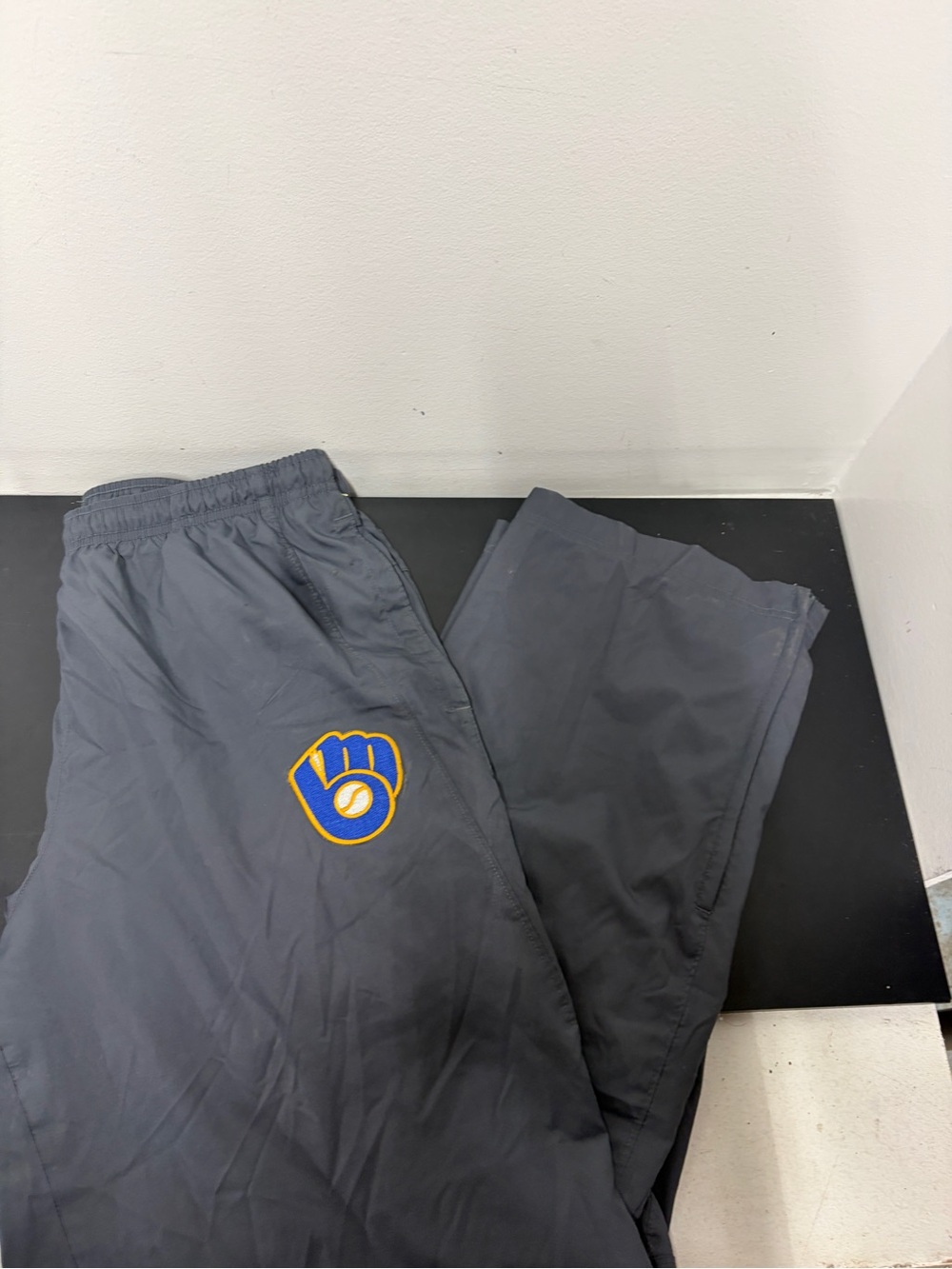 Nike MLB Milwaukee Brewers Lined Track Pants with Zippers - Gray Men’s Size L